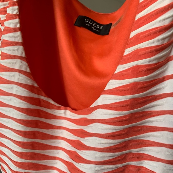 GUESS coral and white tight dress very flattering - Picture 3 of 3